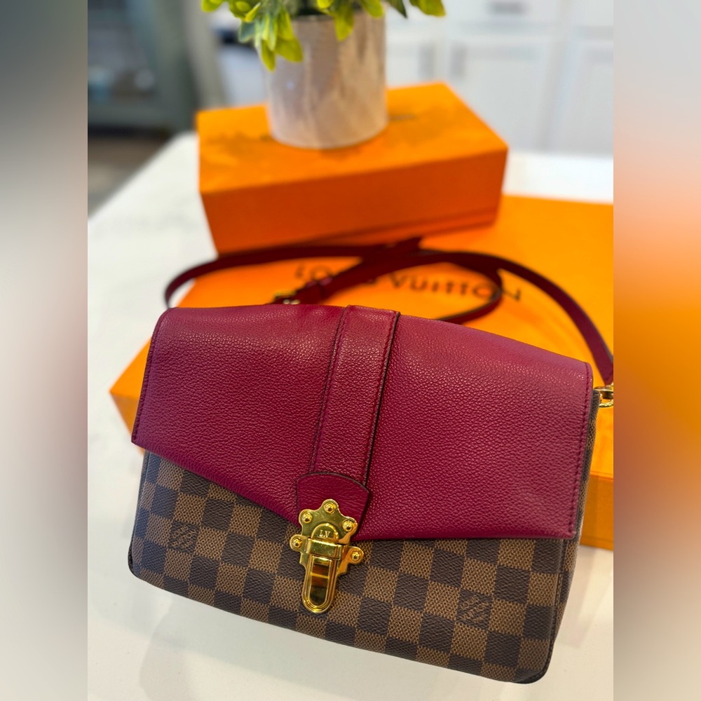 Louis Vuitton Clapton Brown and Purple Damier Ebene shoulder bag